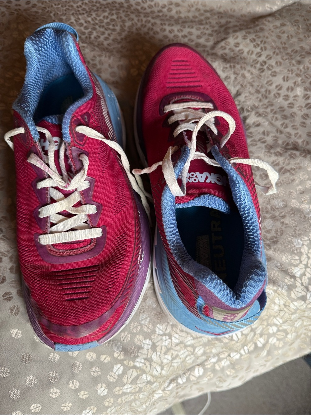 Hoka Women's Pink and Blue Athletic Shoes